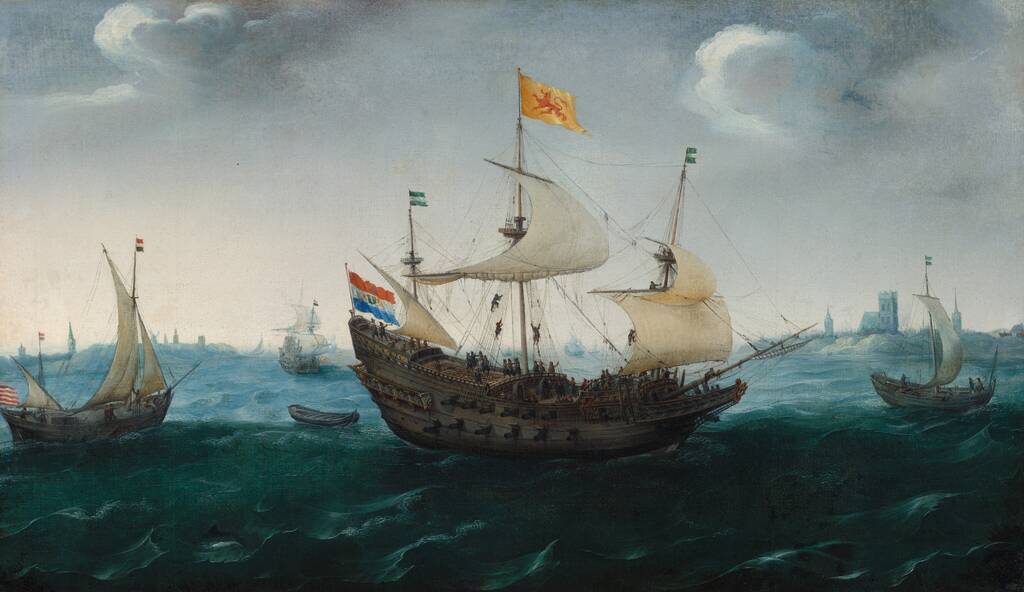 A Fleet at Sea by Hendrick Cornelisz Vroom, 1614
