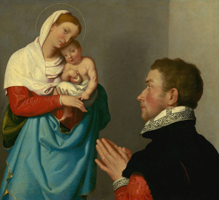 A Gentleman in Adoration before the Madonna by Giovanni Battista Moroni, c. 1560