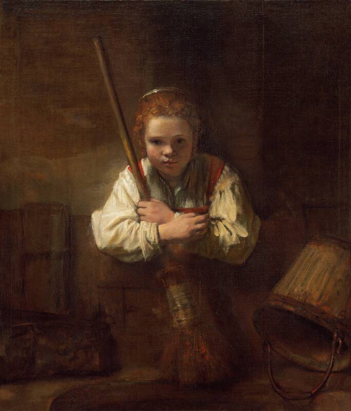 A Girl with a Broom by Dutch 17th Century, probably begun 1646/1648 and completed 1651
