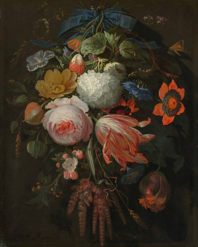 A Hanging Bouquet of Flowers by Abraham Mignon, probably 1665/1670