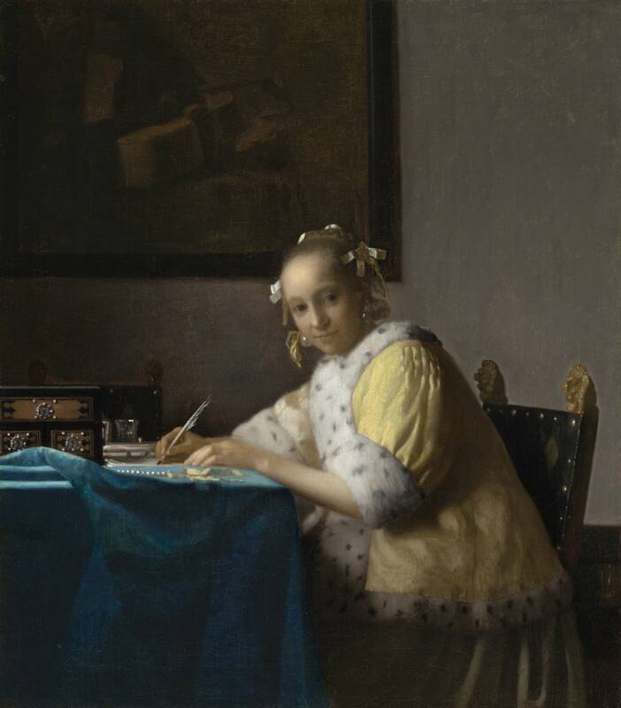 A Lady Writing by Johannes Vermeer, c. 1665