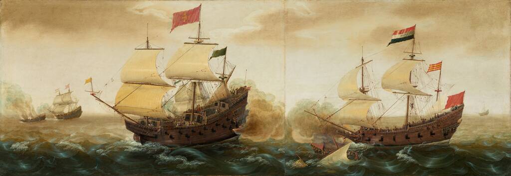 A Naval Encounter between Dutch and Spanish Warships by Cornelis Verbeeck, c. 1618/1620