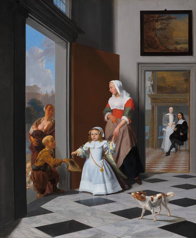 A Nurse and a Child in an Elegant Foyer by Jacob Ochtervelt, 1663