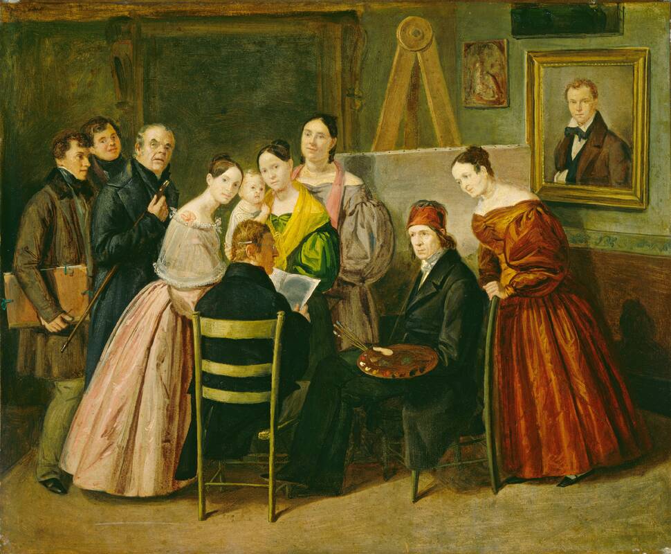 A Painter and Visitors in a Studio by Unknown 19th Century, c. 1835