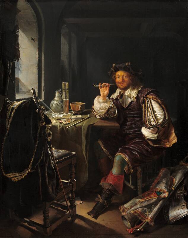 A Soldier Smoking a Pipe by Frans van Mieris, c. 1657/1658