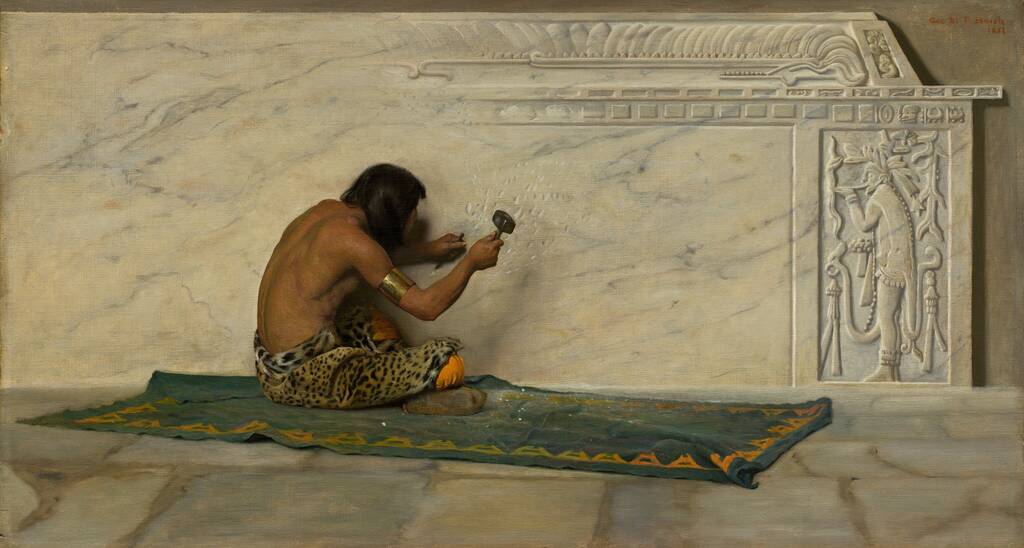 An Aztec Sculptor by George de Forest Brush, 1887
