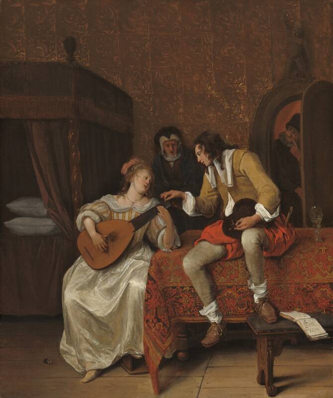 Ascagnes and Lucelle (The Music Lesson) by Jan Steen, 1667