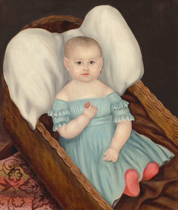 Baby in Wicker Basket by Joseph Whiting Stock, c. 1840