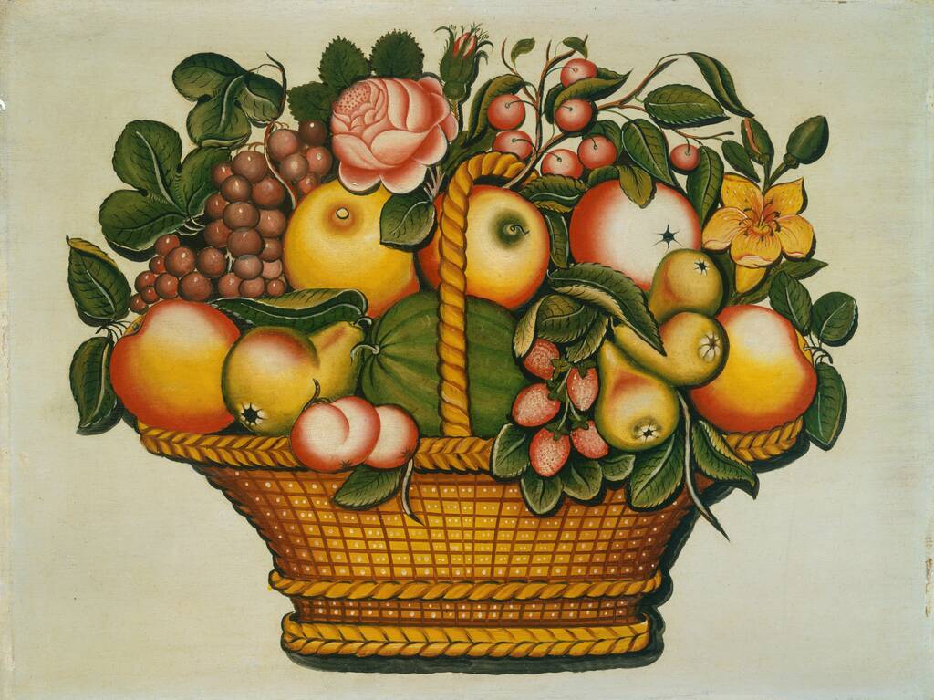 Basket of Fruit with Flowers by American 19th Century, c. 1830