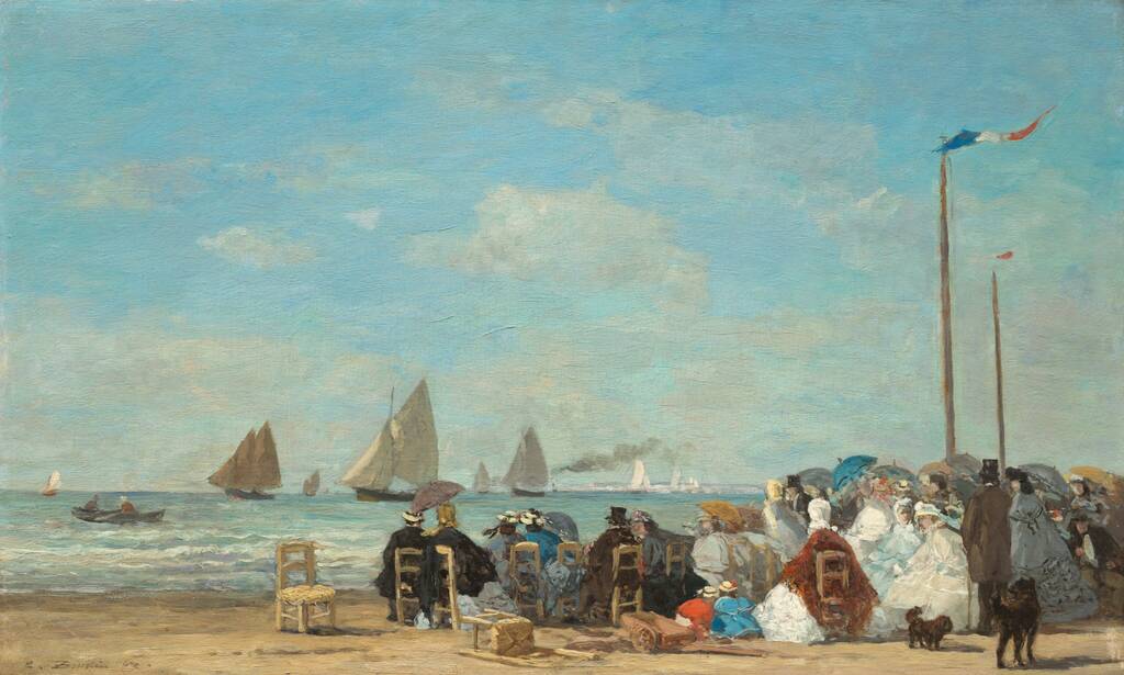 Beach Scene at Trouville by Eugène Boudin, 1863