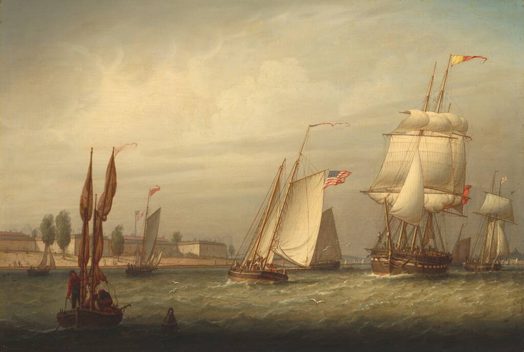 Boston Harbor by Robert Salmon, 1843