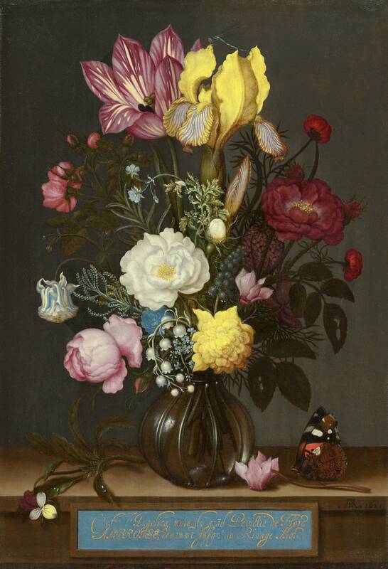 Bouquet of Flowers in a Glass Vase by Ambrosius Bosschaert, 1621