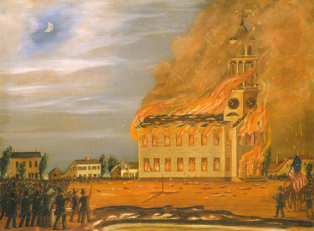 Burning of Old South Church, Bath, Maine by John Hilling, c. 1854