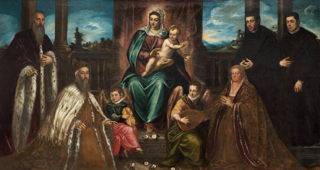 Doge Alvise Mocenigo and Family before the Madonna and Child by Jacopo Tintoretto, c. 1575
