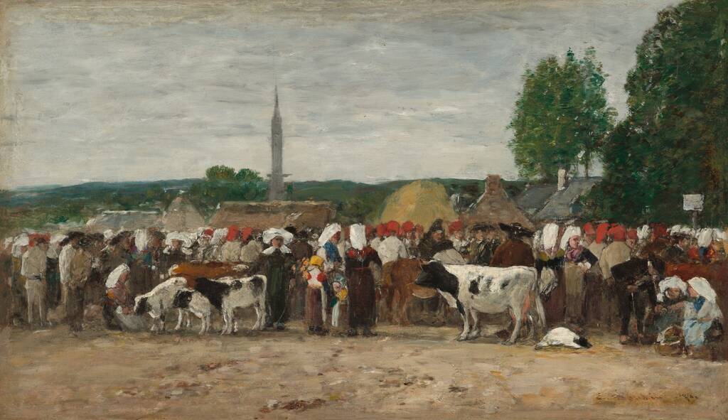 Fair in Brittany by Eugène Boudin, 1874