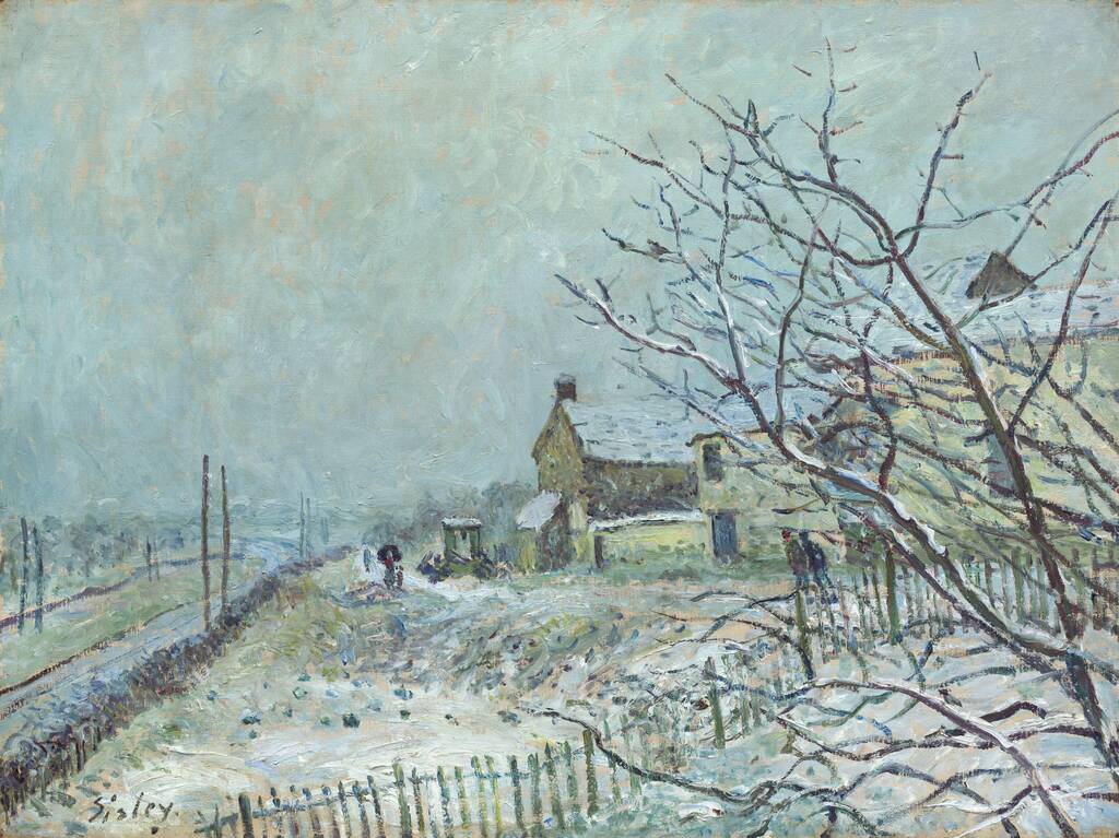 First Snow at Veneux-Nadon by Alfred Sisley, 1878