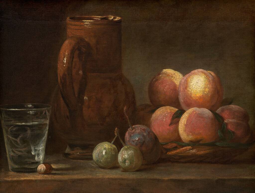 Fruit, Jug, and a Glass by Jean Siméon Chardin, c. 1726/1728