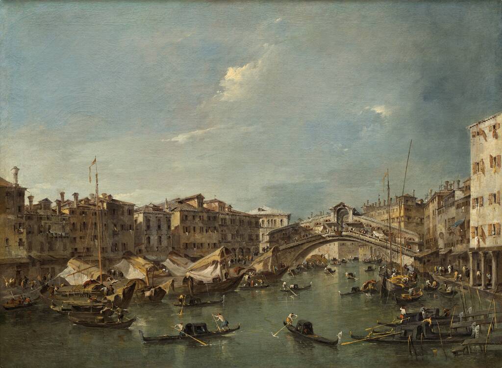 Grand Canal with the Rialto Bridge, Venice by Francesco Guardi, probably c. 1780