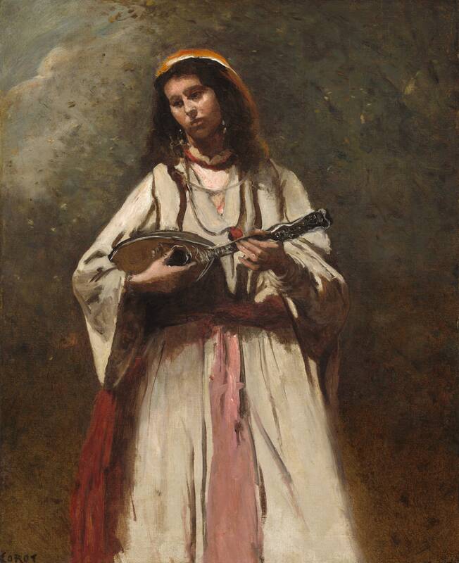 Gypsy Woman with Mandolin by Jean-Baptiste-Camille Corot, c. 1870