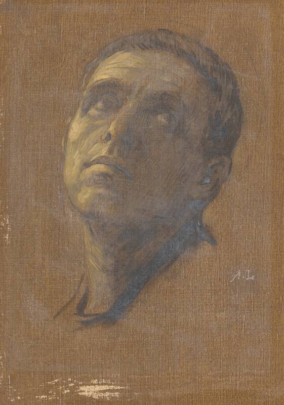 Head of a Man with Upturned Eyes by Alphonse Legros, null