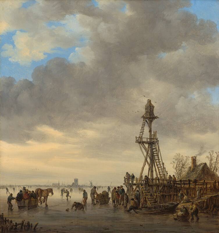 Ice Scene near a Wooden Observation Tower by Jan van Goyen, 1646