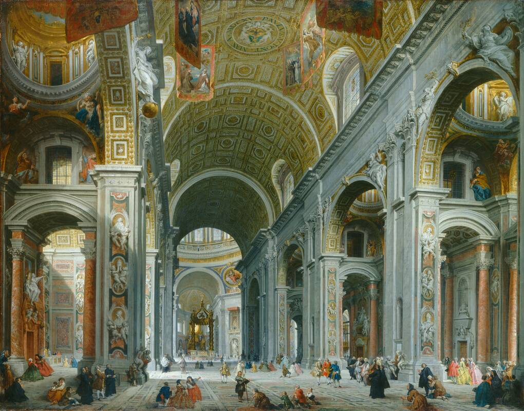 Interior of Saint Peter's, Rome by Giovanni Paolo Panini, c. 1754