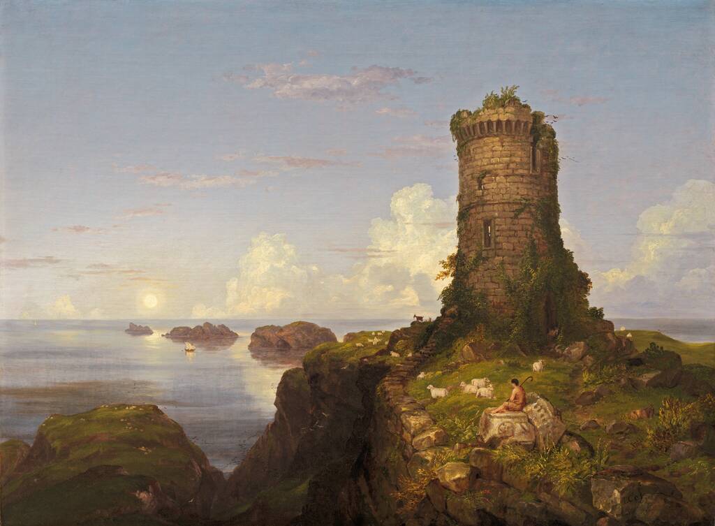 Italian Coast Scene with Ruined Tower by Thomas Cole, 1838