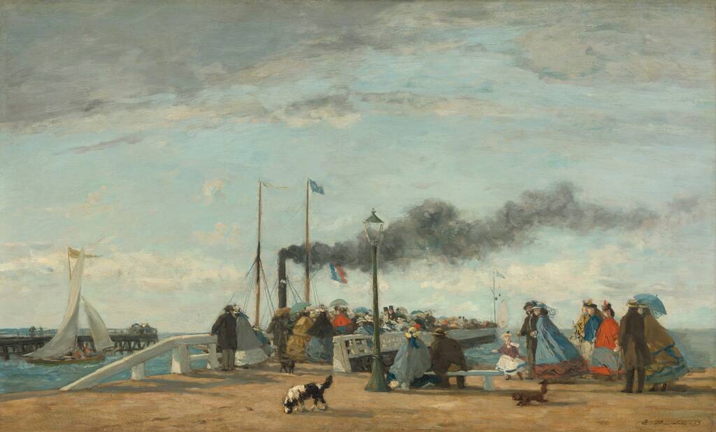 Jetty and Wharf at Trouville by Eugène Boudin, 1863