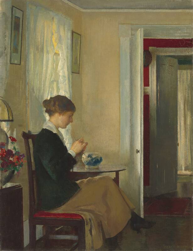 Josephine Knitting by Edmund Charles Tarbell, 1916