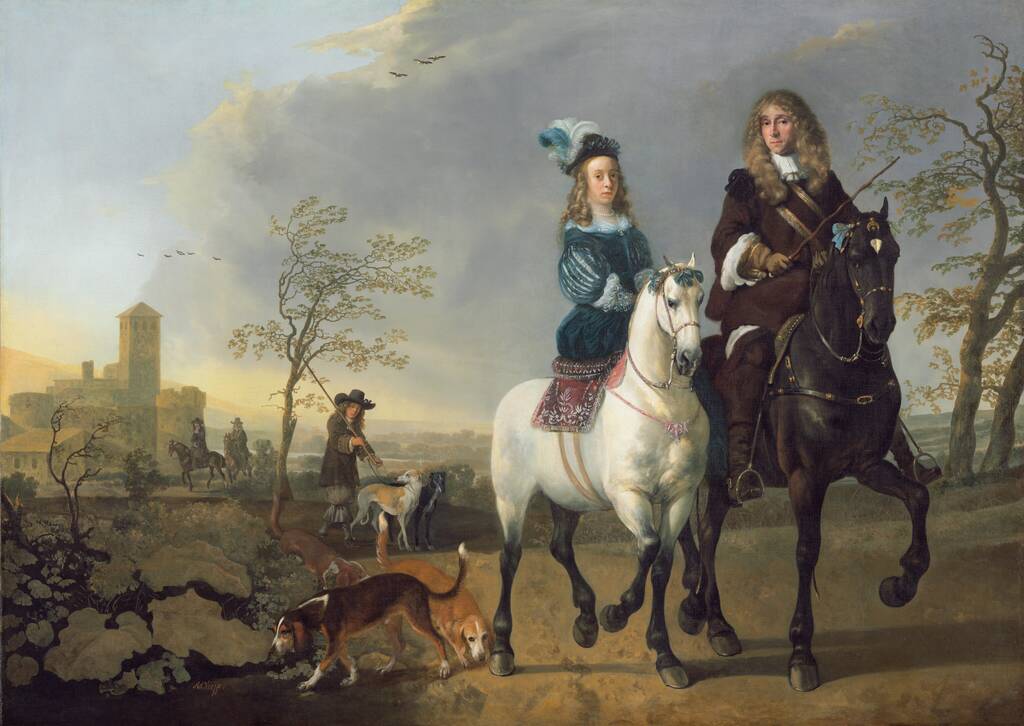Lady and Gentleman on Horseback by Aelbert Cuyp, c. 1655, reworked 1660/1665