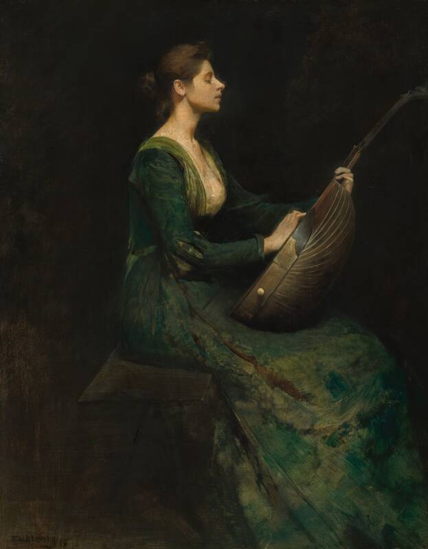 Lady with a Lute by Thomas Wilmer Dewing, 1886