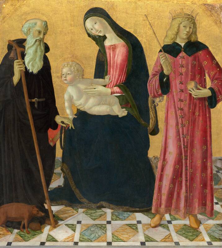 Madonna and Child with Saint Anthony Abbot and Saint Sigismund by Neroccio de' Landi, c. 1490/1495