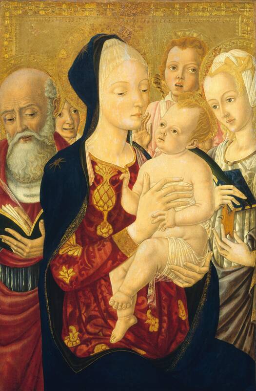 Madonna and Child with Saint Jerome, Saint Catherine of Alexandria, and Angels by Matteo di Giovanni, c. 1465/1470