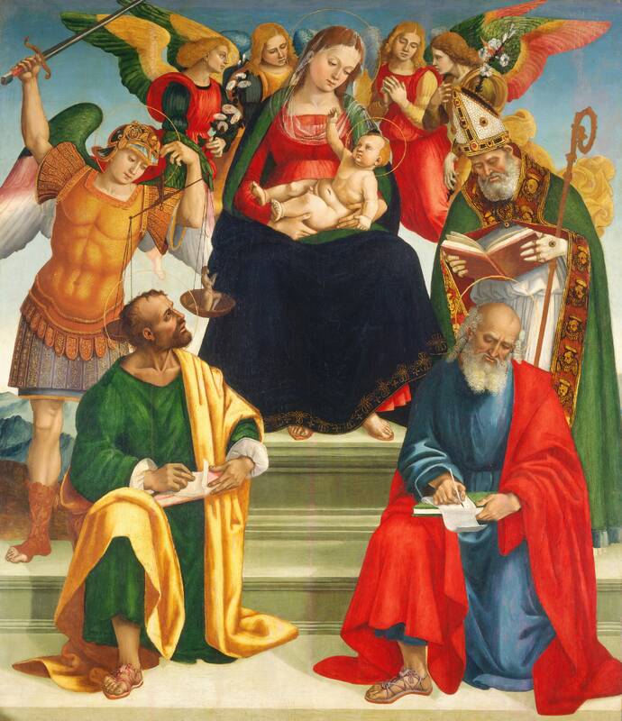 Madonna and Child with Saints and Angels by Luca Signorelli, mid or late 1510s