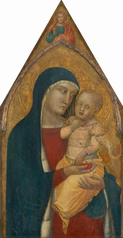 Madonna and Child, with the Blessing Christ [middle panel] by Pietro Lorenzetti, probably 1340
