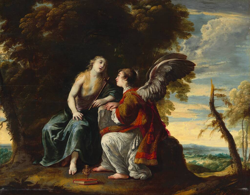 Mary Magdalene Comforted by an Angel by Claude Vignon, 1626