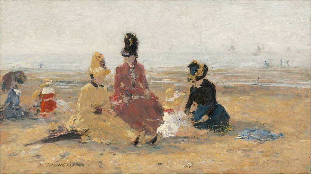 On the Beach, Trouville by Eugène Boudin, 1887