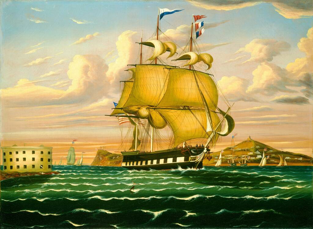 Packet Ship Passing Castle Williams, New York Harbor by Thomas Chambers, mid 19th century