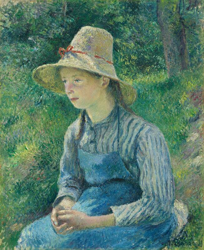 Peasant Girl with a Straw Hat by Camille Pissarro, 1881