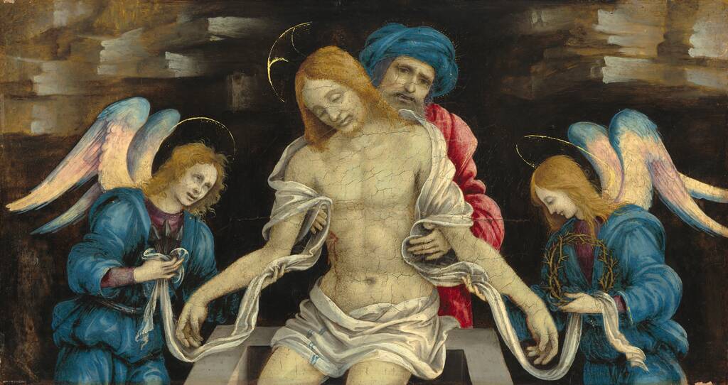 Pietà (The Dead Christ Mourned by Nicodemus and Two Angels) by Filippino Lippi, c. 1500