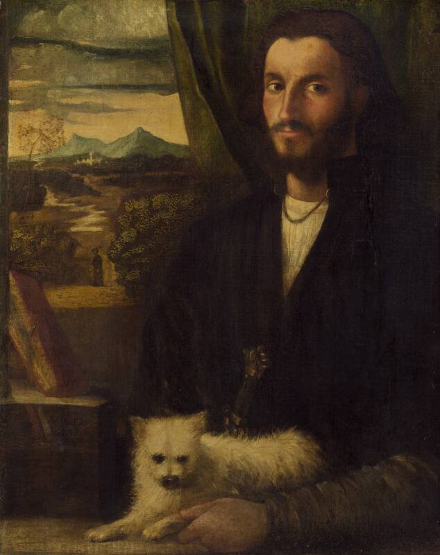 Portrait of a Man with a Dog by Cariani, c. 1520