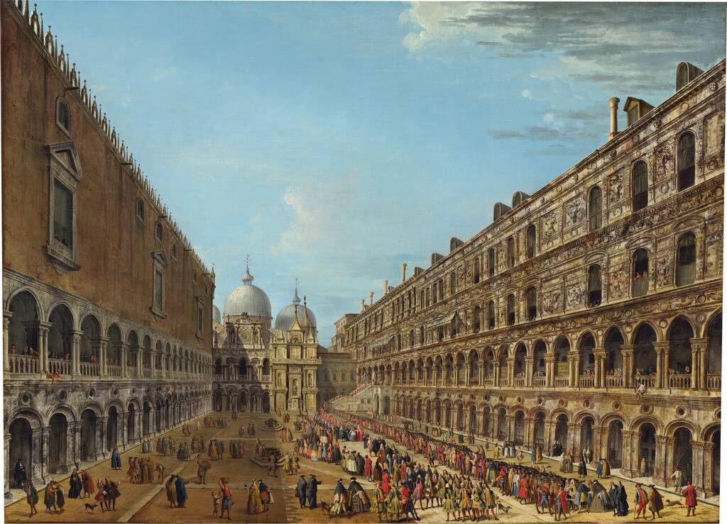 Procession in the Courtyard of the Ducal Palace, Venice by Antonio Joli, 1742 or after