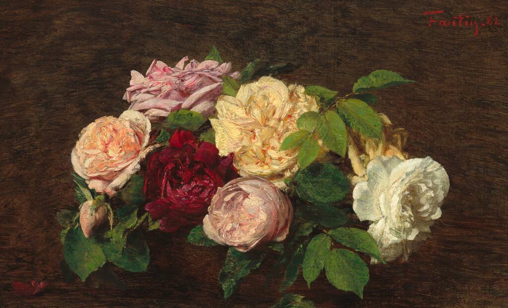 Roses de Nice on a Table by Henri Fantin-Latour, 1882
