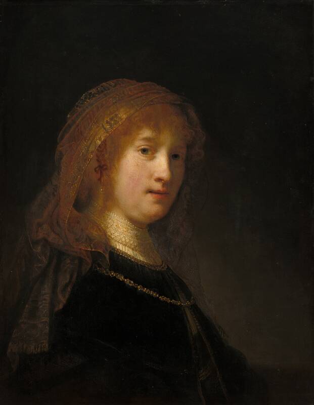 Saskia van Uylenburgh, the Wife of the Artist by Rembrandt van Rijn, probably begun 1634/1635 and completed 1638/1640