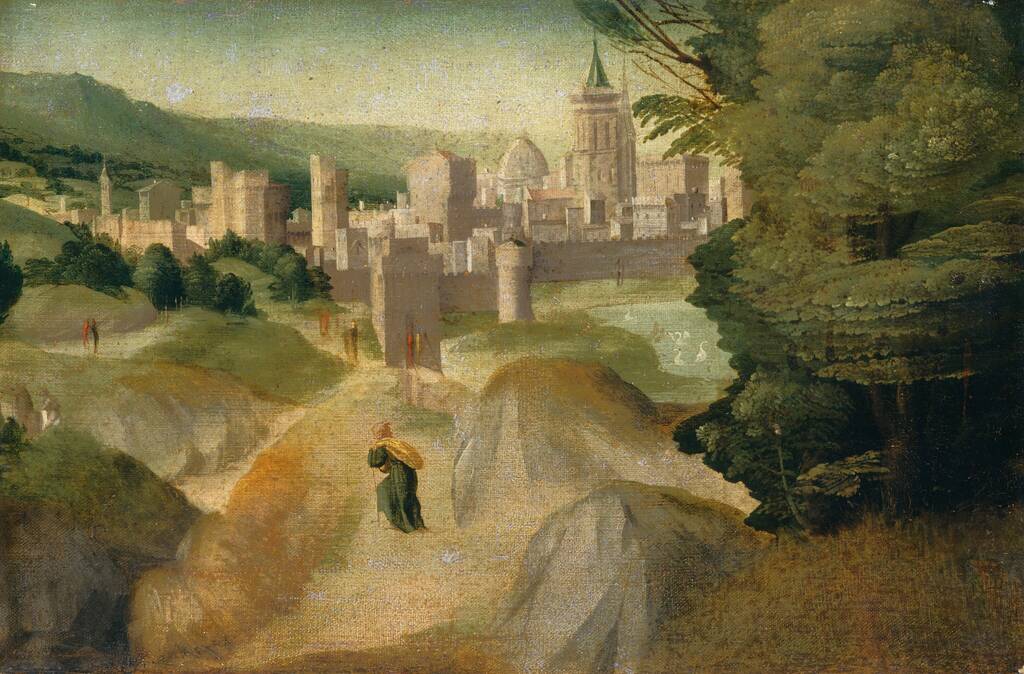 Scenes from a Legend by Giovanni Larciani (Master of the Kress Landscapes), probably c. 1515/1520