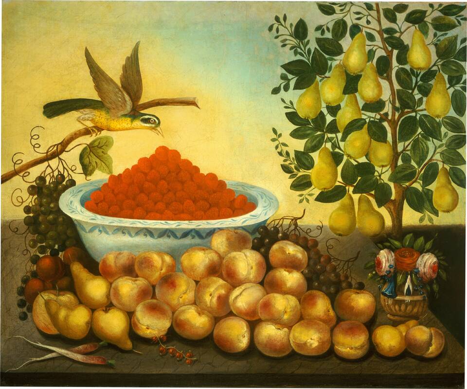 Still Life: Fruit, Bird, and Dwarf Pear Tree by Charles V. Bond, 1856