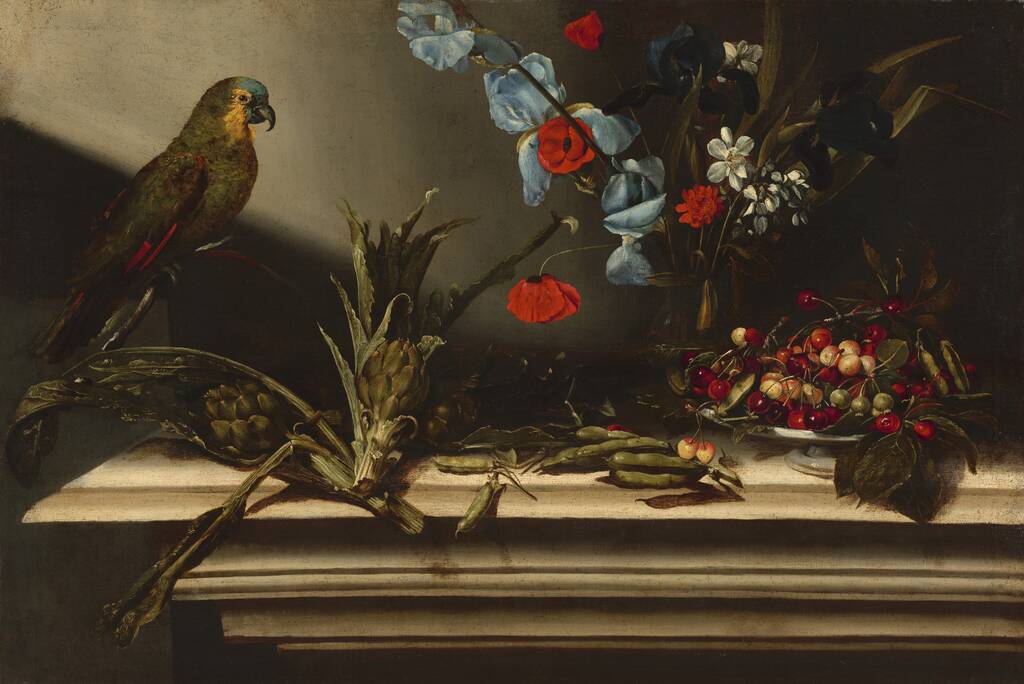 Still Life with Artichokes and a Parrot by Italian 17th Century, 17th century