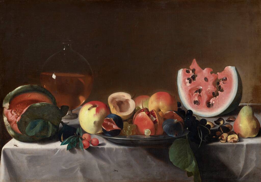 Still Life with Fruit and Carafe by Pensionante del Saraceni, c. 1610/1620