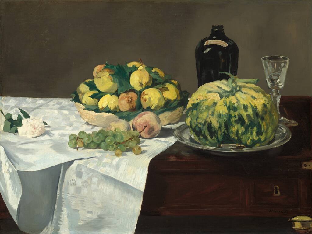 Still Life with Melon and Peaches by Edouard Manet, c. 1866