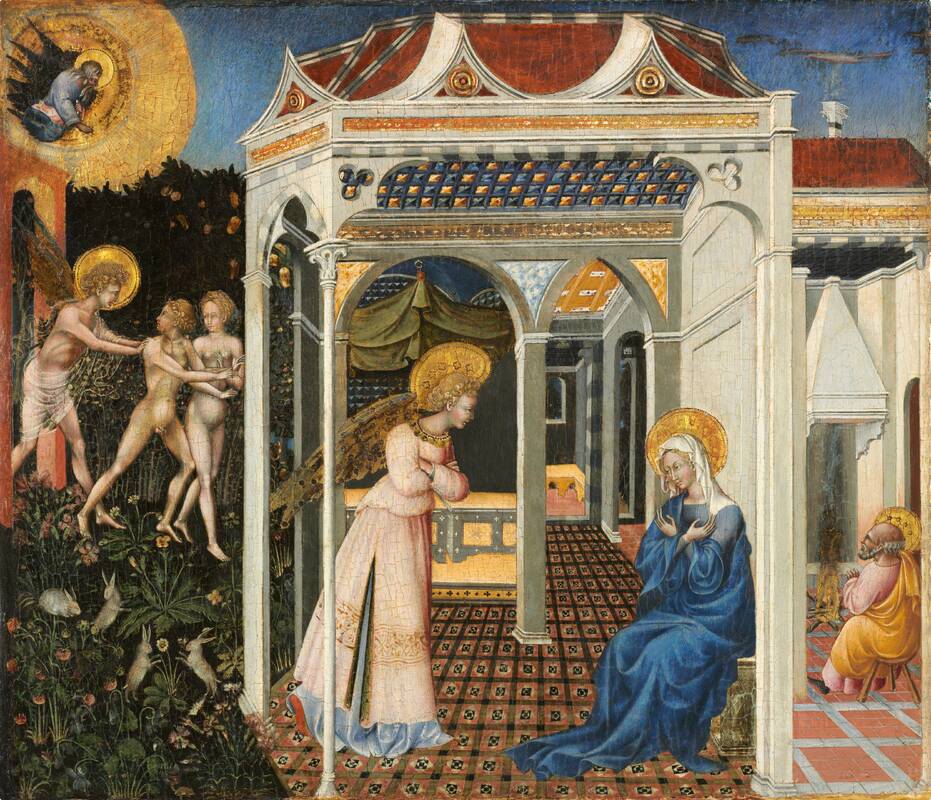 The Annunciation and Expulsion from Paradise by Giovanni di Paolo, c. 1435